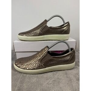 ECCO Soft 7 Woven Metallic Bronze Leather Slip On Sneakers Women 40 US 9-9.5